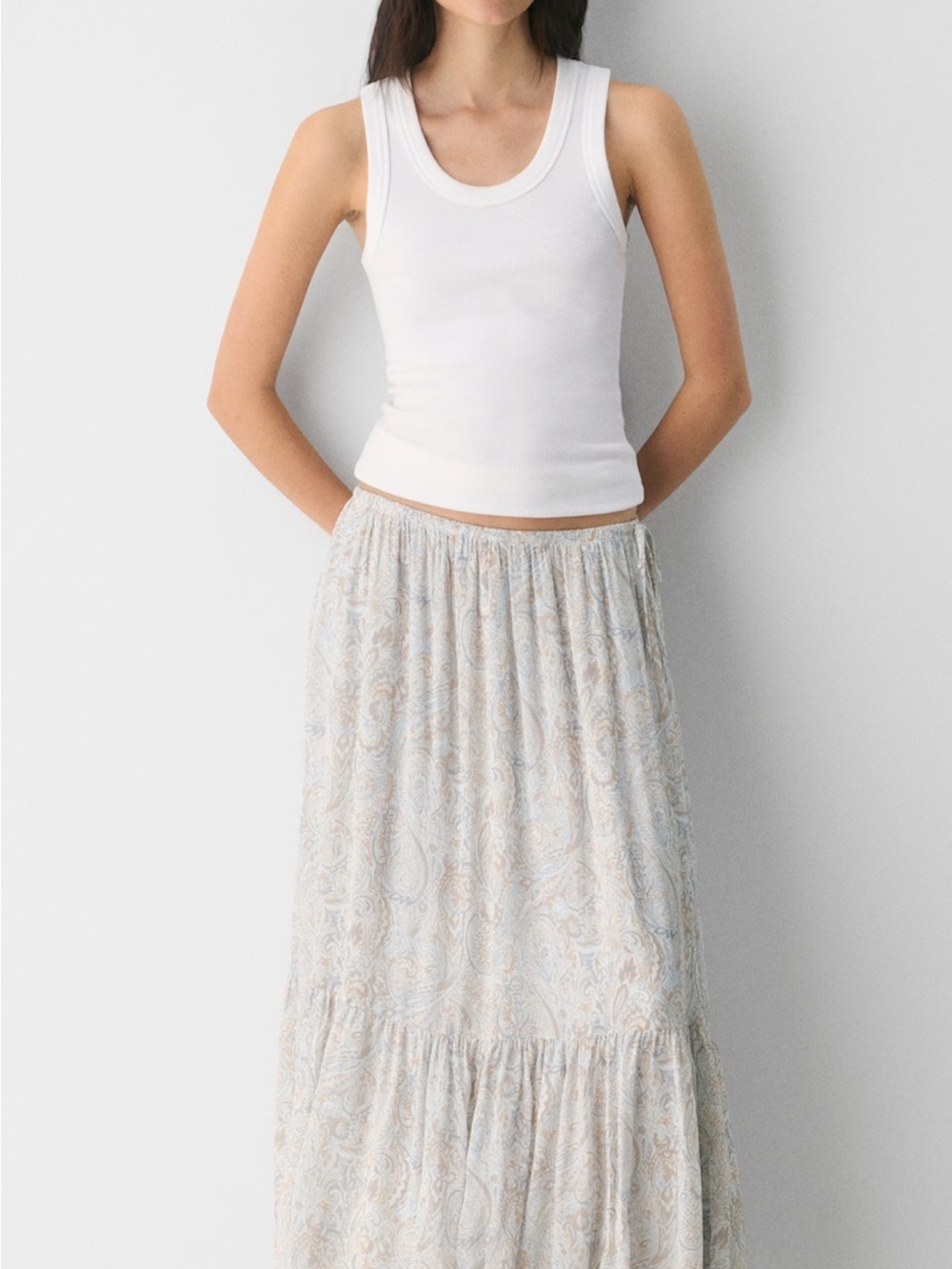 Wilfred Cream Paisley Maxi Skirt